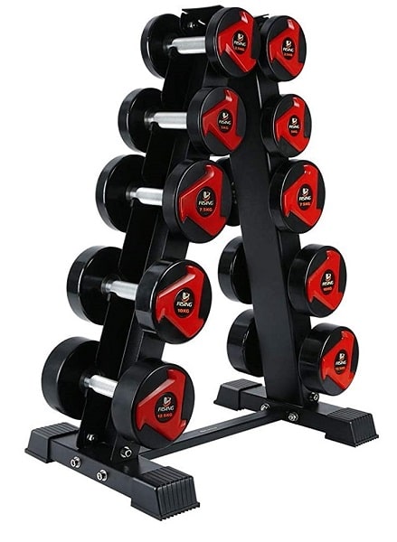 AKYEN A-Frame Stand Dumbbell Rack with 5 Tiers for home gym