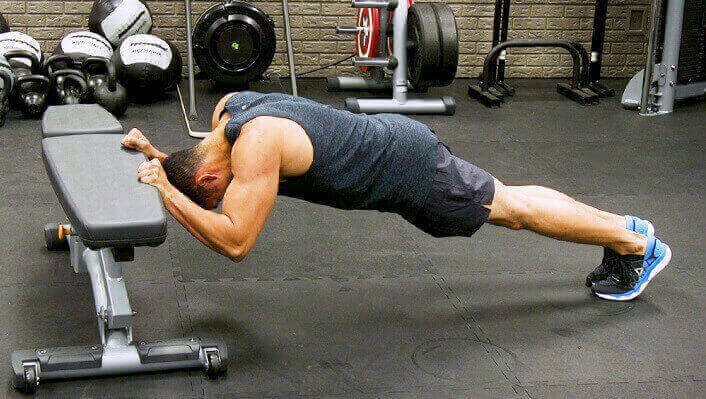 Bodyweight Triceps Extensions using a bench