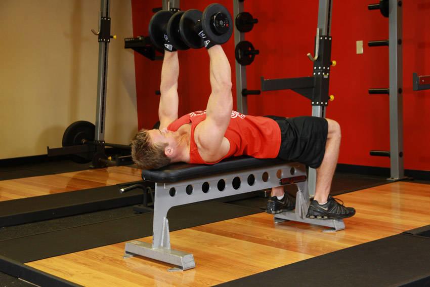 Chest exercise 2 Step 2 - Flat Bench Dumbbell Press