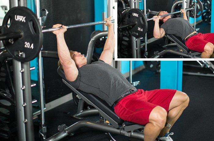 Chest exercise 3 - Low Incline Barbell Bench Press