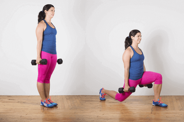 Dumbbell lunges for Glute Kickback Alternative