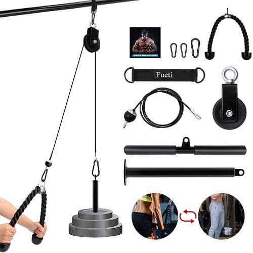 Fueti wall-mounted cable pulley for pullup and liftdown workouts