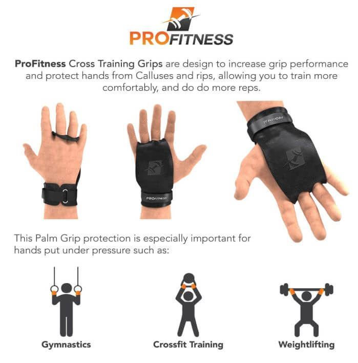 ProFitness Leather Crossfit Training Grips - Non Slip