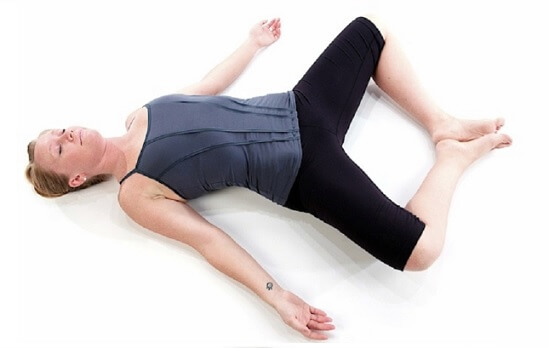 Reclined Bound Angle Pose - inner thigh stretch