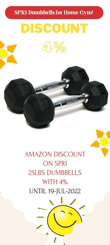 SPRI Rubber Hex Chrome Handle Exercise Dumbbell 25 lbs by Amazon