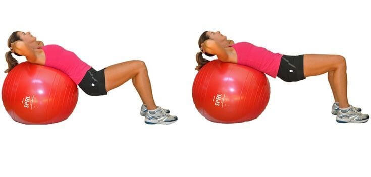 Spine Workout women 5 - Pelvic Tilt over Medicine Ball