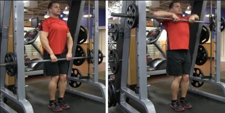 Barbell Wide-Grip Shrugs - Traps-Exercise 1