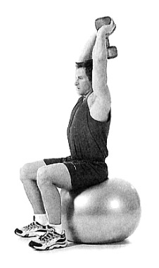 Triceps exercise 5 Swiss-Ball Overhead Triceps Extension