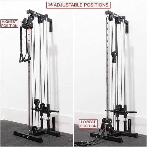 Valor Fitness BD-62 Wall Mounted with Adjustable Dual pulley cable system contains 16 adjust height position
